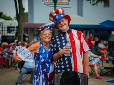 Couple Dressed in Patriotic Outfits