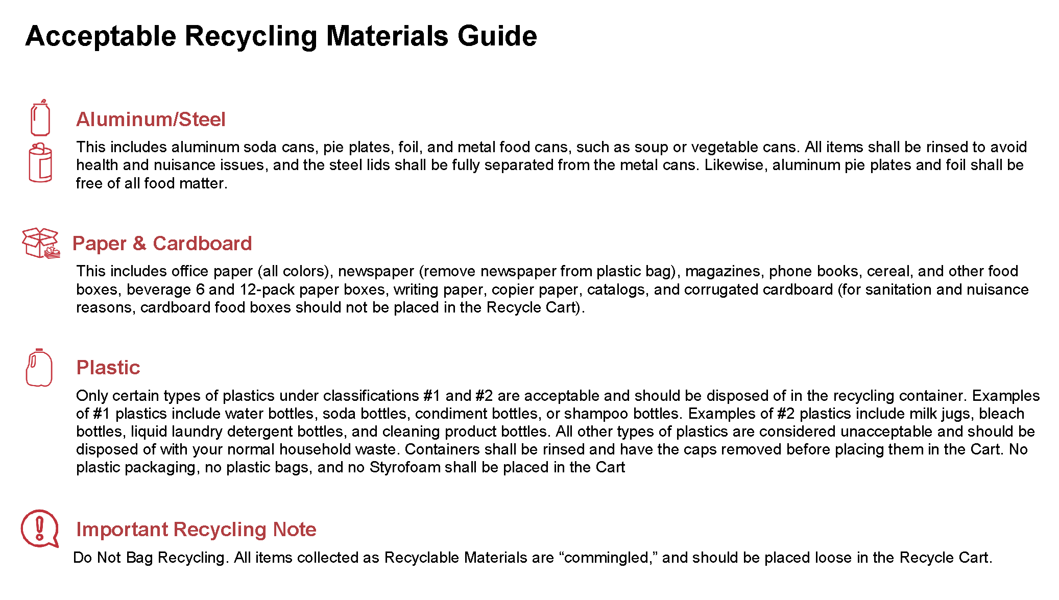 Acceptable Recycling Materials Guide