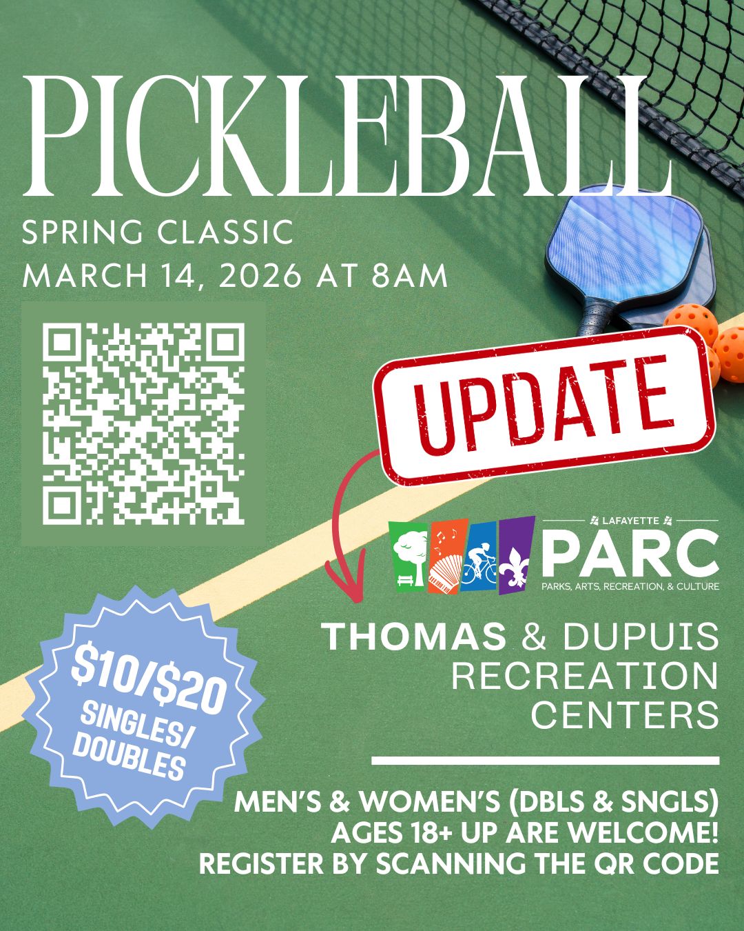 Pickleball Tournament Flyer Update