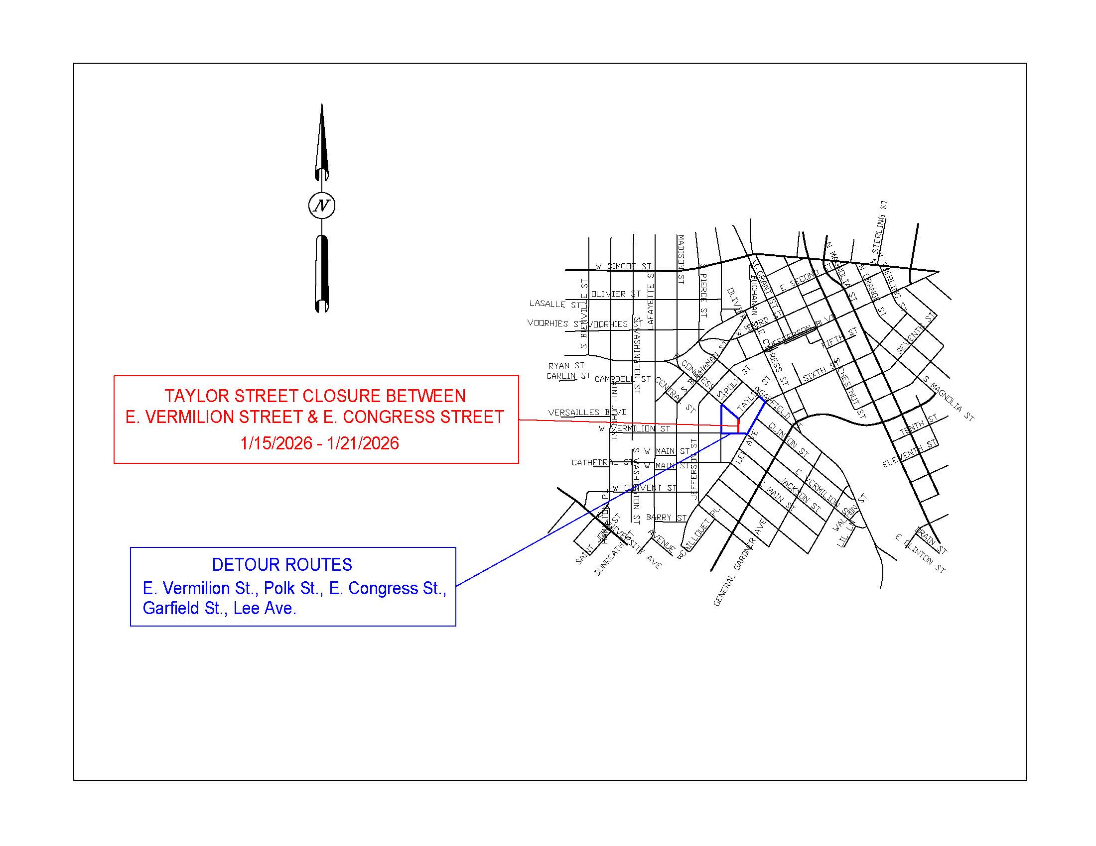 Taylor Street Closure Map
