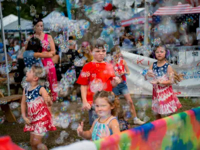 kids Playing in Bubbles