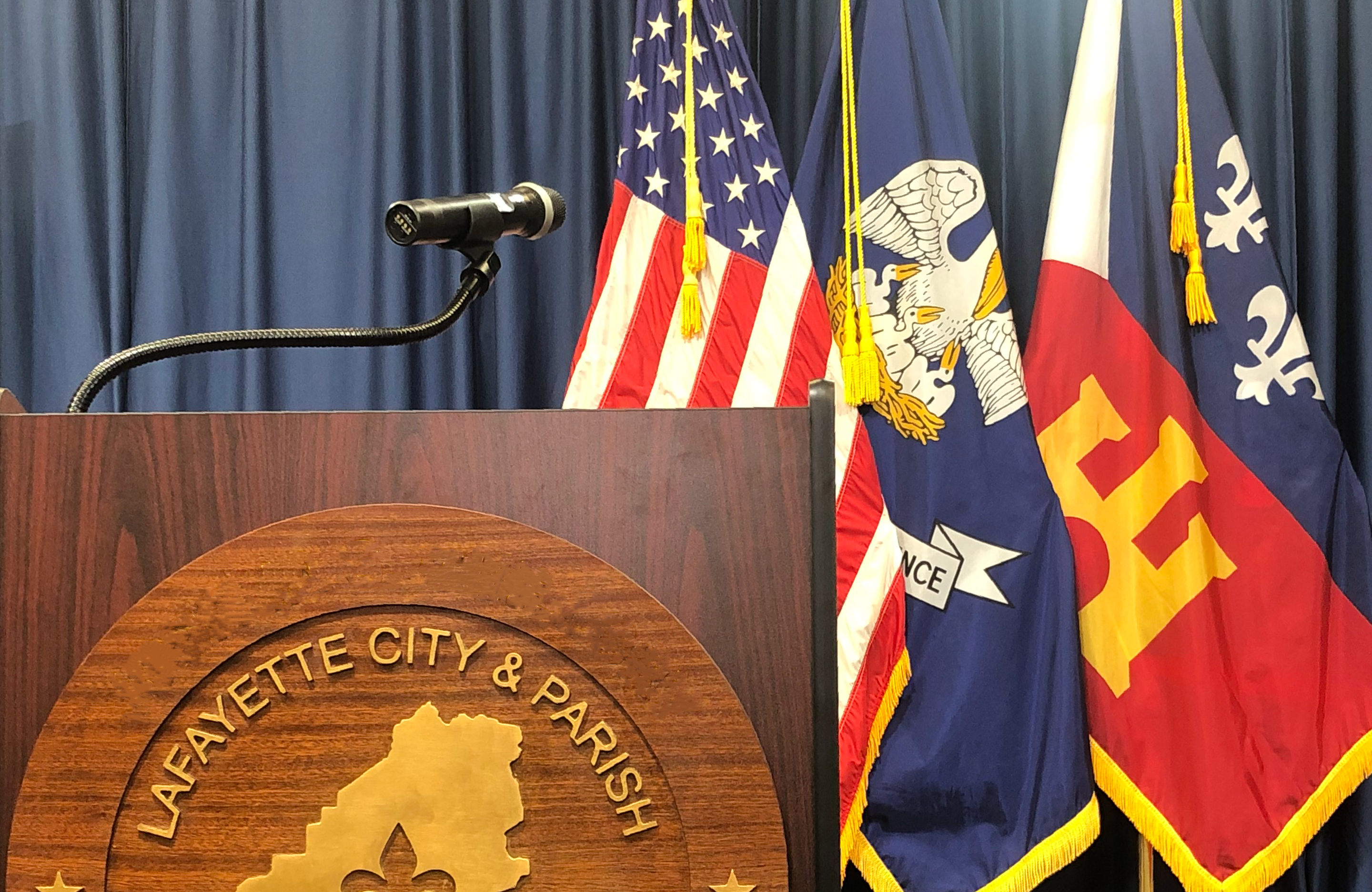 Speaker Podium and Flags